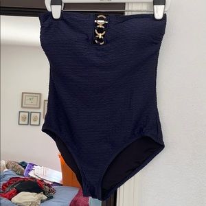 Michael Kors Navy Strapless One Piece